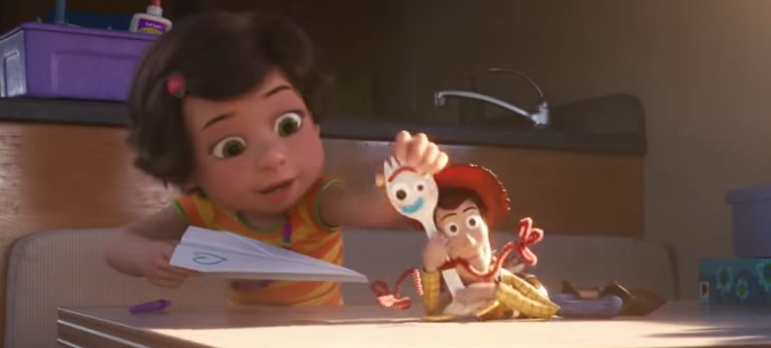 Toy Story 4, Bonnie, Forky y Woody