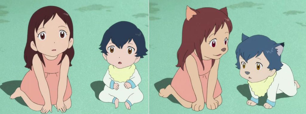 Los niños lobo Yuki y Ame