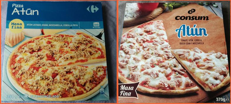 Comparativa pizzas atún Carrefour Consum